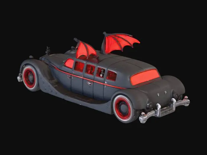 3D model for hallowen limousine long car for a dracula like hot wheels style weird details and have vampire fang