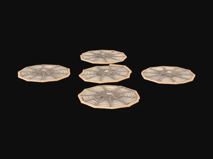 3D model for Can you give me a design for some cobweb coasters, I want them to be the size for a normal coaster but it is designed as a cobweb, I want it completely flat aswell. and no texture, but still shaped as a cobweb. And has the detail for a cobweb.