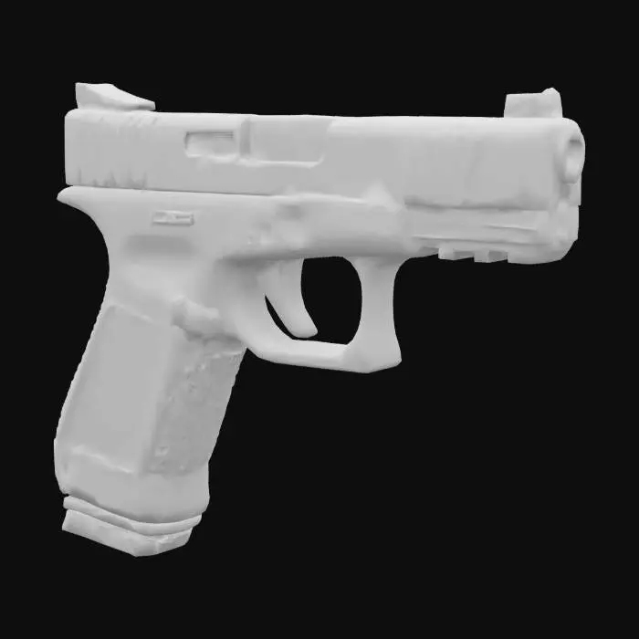3D model for {
  "subject": "Cartoon-Realistic Glock 17",
  "style": ["stylized realism", "clean shapes", "game-ready PBR"],
  "material": ["matte polymer", "simplified metal slide", "stylized rubber grip"],
  "details": ["exaggerated proportions", "clean highlights", "minimalistic sights"],
  "purpose": {
    "context": "game asset",
    "genre": "stylized shooter",
    "requirements": ["low-poly", "VR-ready"]
  },
  "texture": {
    "description": "Stylized PBR with soft shading, clean color blocks",
    "mapping": "UV-optimized for real-time rendering"
  }
}
