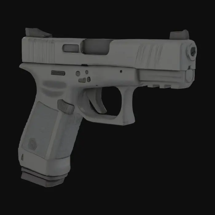 3D model for {
  "subject": "Cartoon-Realistic Glock 17",
  "style": ["stylized realism", "clean shapes", "game-ready PBR"],
  "material": ["matte polymer", "simplified metal slide", "stylized rubber grip"],
  "details": ["exaggerated proportions", "clean highlights", "minimalistic sights"],
  "purpose": {
    "context": "game asset",
    "genre": "stylized shooter",
    "requirements": ["low-poly", "VR-ready"]
  },
  "texture": {
    "description": "Stylized PBR with soft shading, clean color blocks",
    "mapping": "UV-optimized for real-time rendering"
  }
}