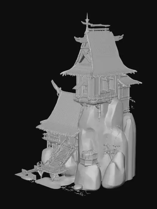 3D model for Cliffside Ember Roof House