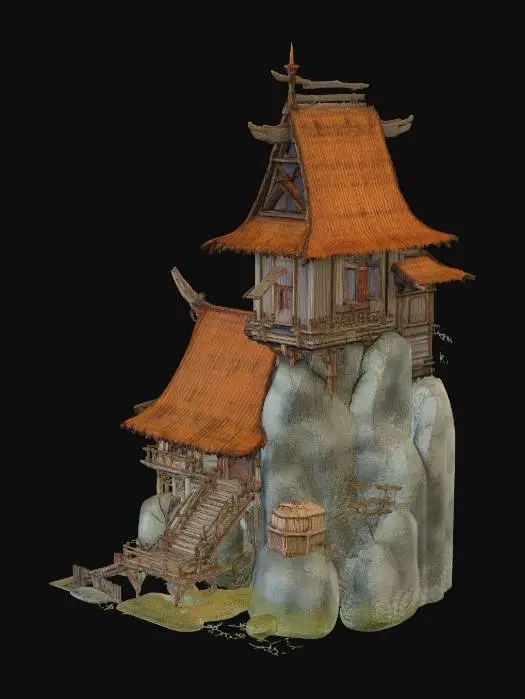 3D model for Cliffside Ember Roof House