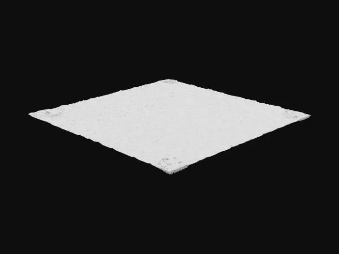 3D model for Un suelo de desierto árido y expansivo, compuesto principalmente por arena fina y suelta de tonos ocre, naranja claro y beige tostado. La superficie presenta ondulaciones suaves formadas por dunas bajas y acumulaciones de arena arrastradas por el viento, con algunas pequeñas rocas angulares y guijarros dispersos de color rojizo. La textura es polvorienta y granular al tacto, con un aspecto seco y resquebrajado en algunas áreas debido a la falta de humedad.