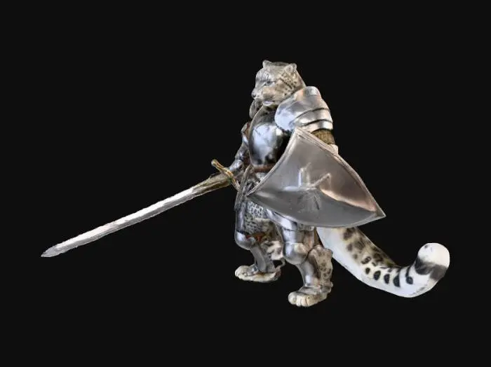 3D model for Snow Leopard Knight, #PBR#