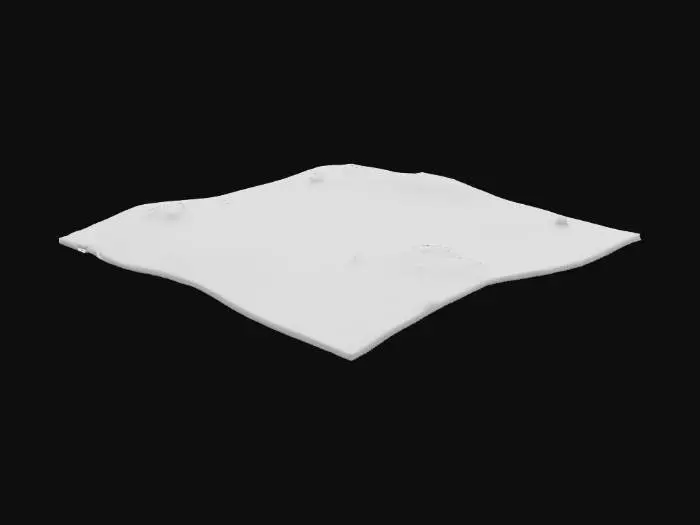 3D model for Un suelo de desierto árido y expansivo, compuesto principalmente por arena fina y suelta de tonos ocre, naranja claro y beige tostado. La superficie presenta ondulaciones suaves formadas por dunas bajas y acumulaciones de arena arrastradas por el viento, con algunas pequeñas rocas angulares y guijarros dispersos de color rojizo. La textura es polvorienta y granular al tacto, con un aspecto seco y resquebrajado en algunas áreas debido a la falta de humedad., #PBR#