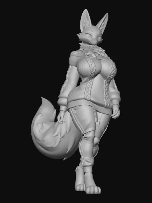 3D model for Pink Fox gal in a Blue Sweater