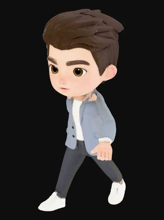 3D model for Animated Character in Blue Jacket
