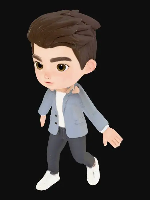 3D model for Animated Character in Blue Jacket