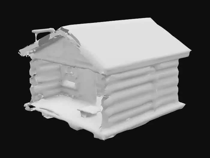 3D model for Create a modular low-poly wooden cabin for games with these features:

Exterior:

Simple 4x4m structure with slanted roof 45° angle

Log wall texture with visible wood grain 512x512px tiling

Chimney with subtle smoke particle effect placeholder

Door + 2 small windows 
openings only, no glass

Interior:

Basic furniture (bed, table, chest - all under 500 tris total)

Stone fireplace (connected to chimney)
Floorboards with slight unevenness (vertex shading)

Technical:

Polycount: 1,500 tris (exterior + interior)

Optimization:

Hollow design (no inner faces where invisible)

Modular pieces (walls/roof detachable)

Single material ID for batch rendering

UVs:

Shared UV space for all wood textures

Separate UV island for interior fabrics

Style:
Stylized fantasy like Valheim but lower poly