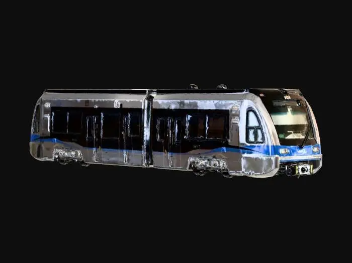 3D model for Blue and Silver Light Rail Train