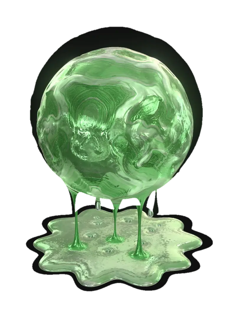 3D-модель a ball of acid floating above the ground, the acid dripping down to the ground, згенерована ШІ