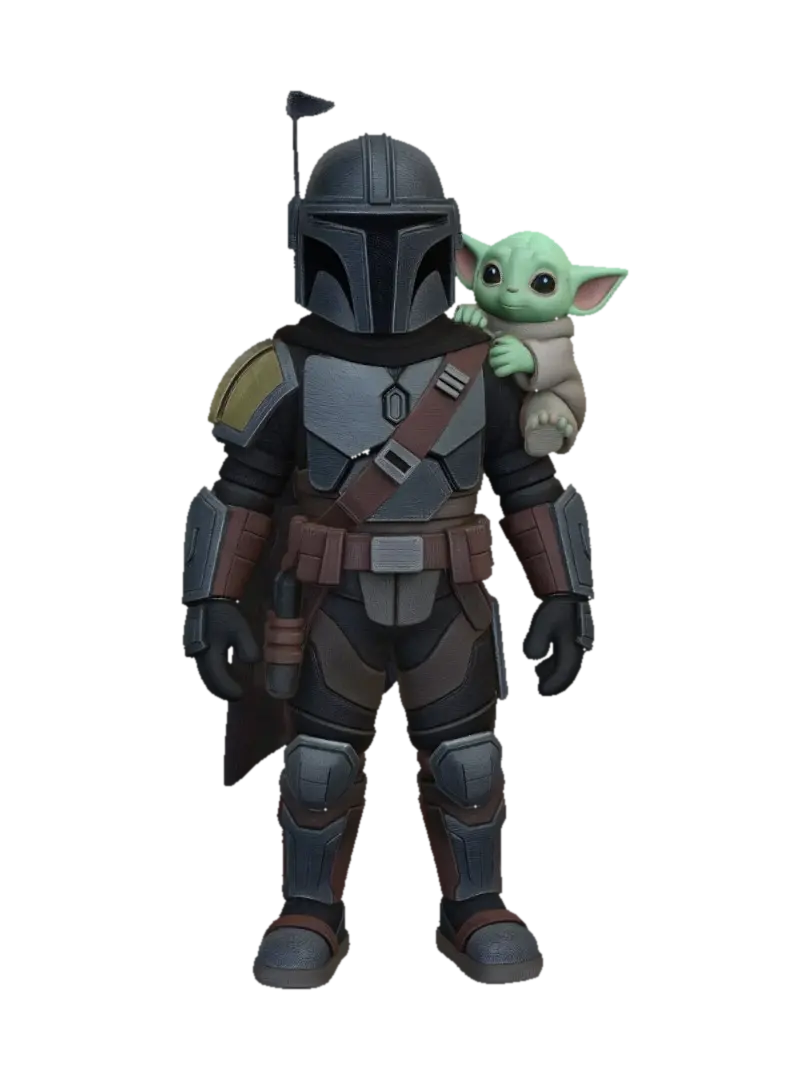 Mandalorian and Grogu - Jedi 3D model, vytvořený pomocí AI