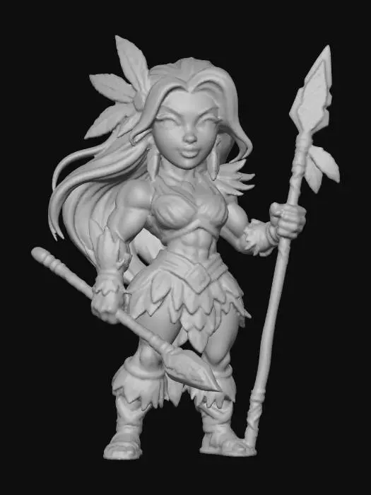 3D model for 아마존 여전사, 활동적이고 귀여움, 스타일라이즈드 스타일