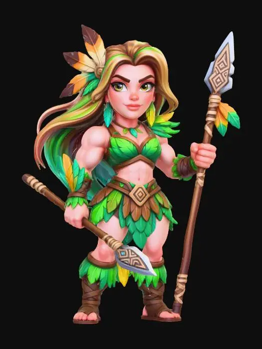 3D model for 아마존 여전사, 활동적이고 귀여움, 스타일라이즈드 스타일