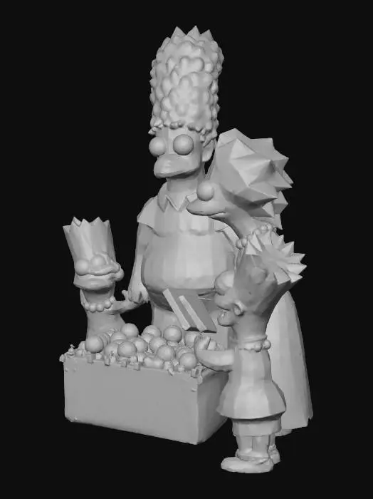 3D model for surprise me with interesting simpsons styled cartoonish loot box. (sympon attributes and theme) but add a CHILLI or CSCHILLI title somewhere as a 3d watermark text.