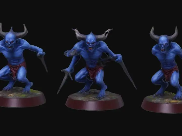 3D model for demonio poca estatura miembros con base para juego de miniaturas .