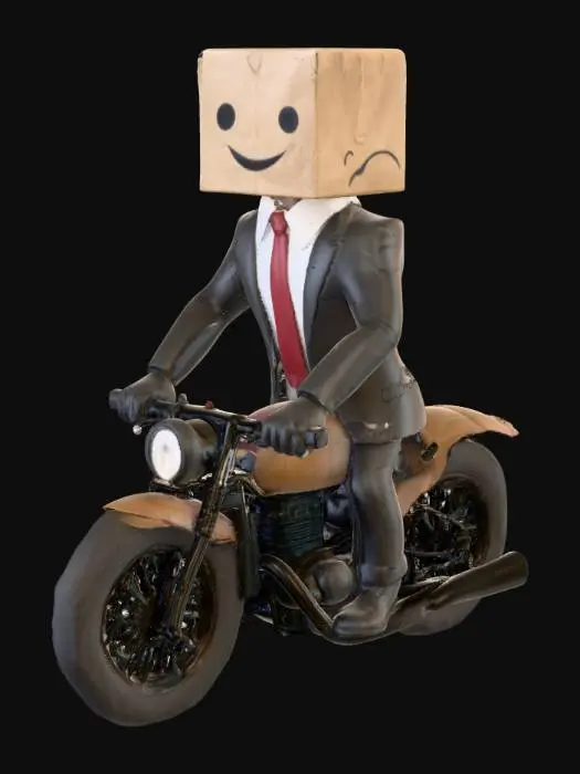 3D model for ok je veux une moto pour un perso sac en papier et un costume cravate 