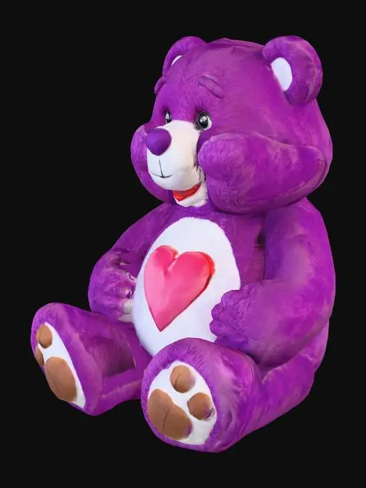 3D model for Create a Purple Care Bear in a sitting position with a white stomach