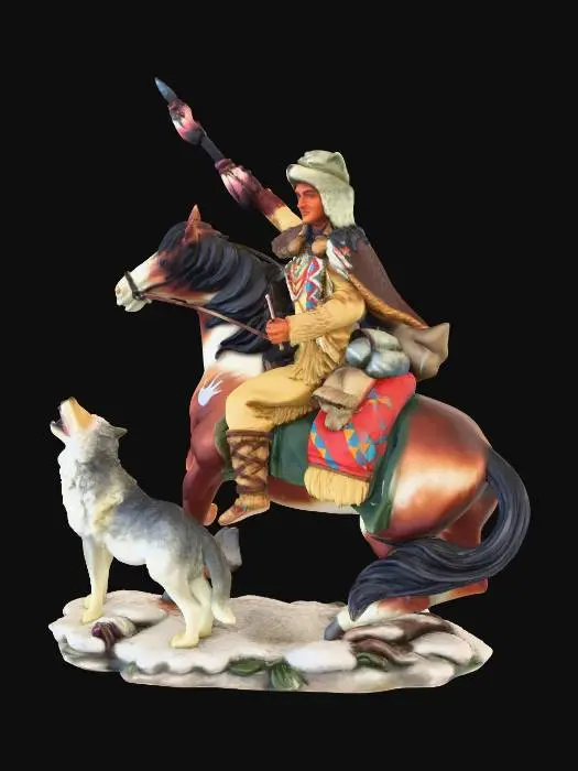 3D model for Rider with Wolf and Horse Statue