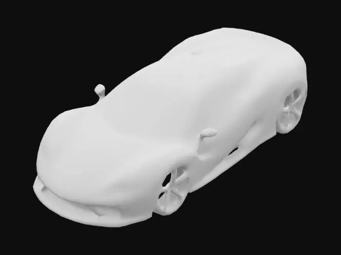 3D model for a detailed 3D model of a Ferrari in the bold Hot Wheels style. aerodynamic design with sharp curves, a low profile, and aggressive details like oversized wheels, metallic rims, a large spoiler, side vents, and bold exhaust pipes.Use a fiery red paint job with metallic gold and black flame decals.Make the headlights glow white-blue and the taillights animated in deep red.Finish with a glossy, polished look and subtle Hot Wheels logos on the body and wheels,