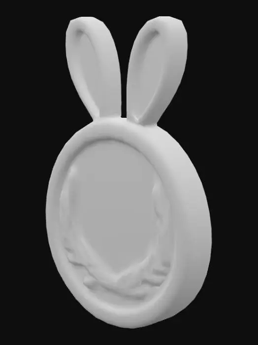 3D model for Gold coin engraved with a cute rabbit silhouette and laurel wreath
