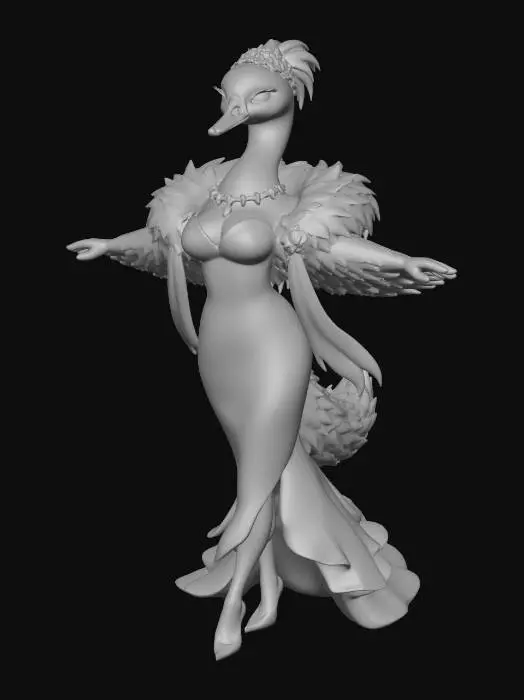 3D model for Swan Queen in Ivory Satin