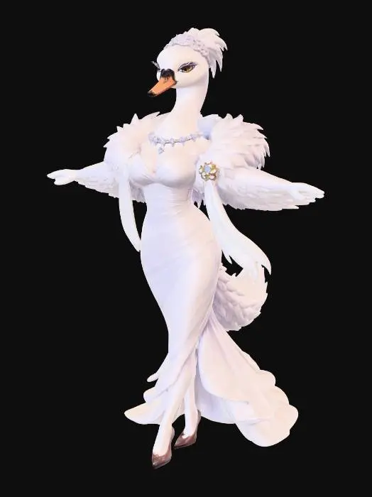 3D model for Swan Queen in Ivory Satin