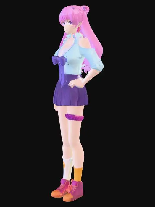 3D model for Anime Girl with Pink Hair