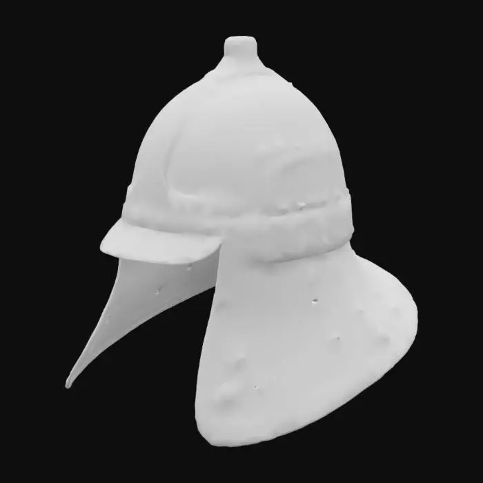 3D model for  bell-shaped dome kettle helmet, made from brown leather,realistic