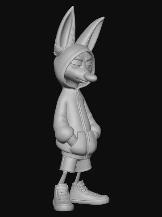 3D model for Cool Fennec Fox in Hoodie