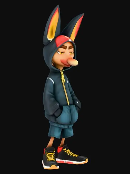 3D model for Cool Fennec Fox in Hoodie