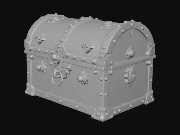 3D model for few decrations blue colored video game chest for swords in a roblox game to represent low level chest