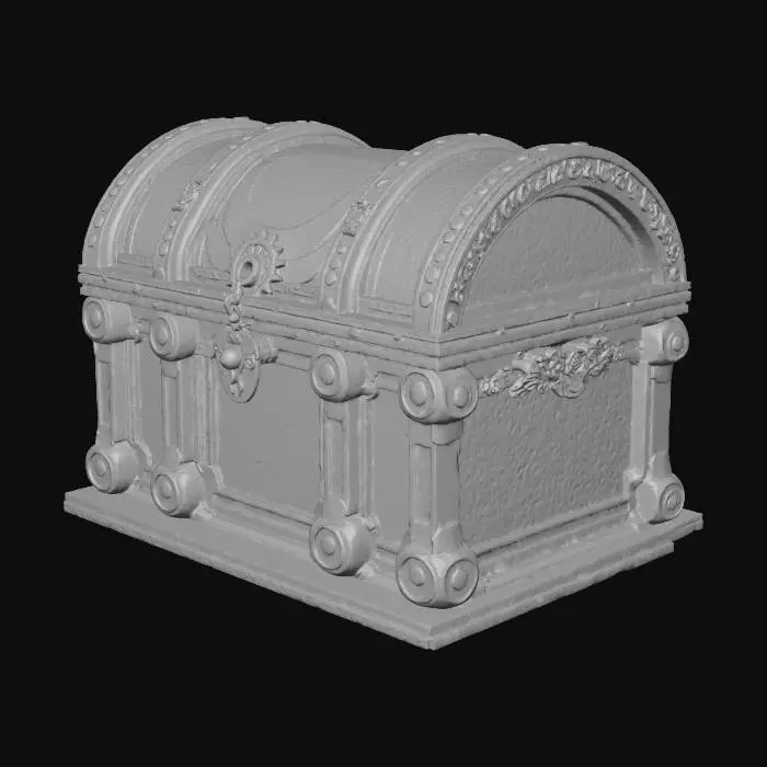 3D model for few green emerald decorations, green colored video game chest for swords in a roblox game to represent medium level chest