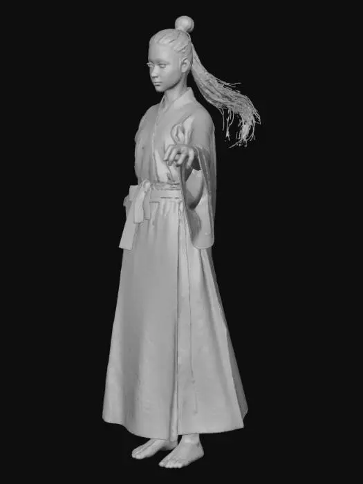 3D model for female model, full body, Donghua style, Xianxia aesthetic, cultivator character.