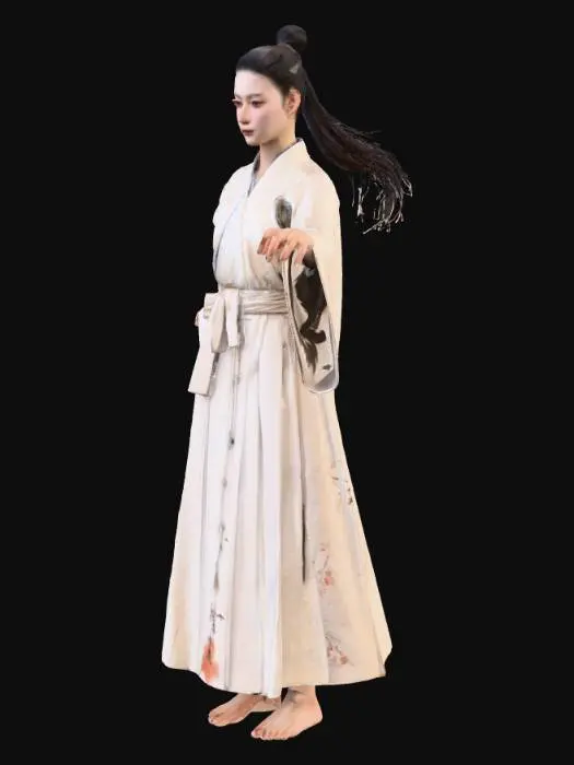 3D model for female model, full body, Donghua style, Xianxia aesthetic, cultivator character.