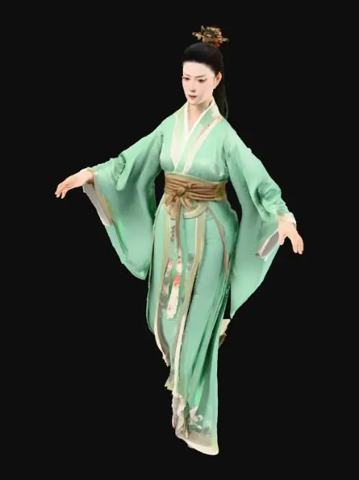 3D model for female model, full body, Donghua style, Xianxia aesthetic, cultivator character.