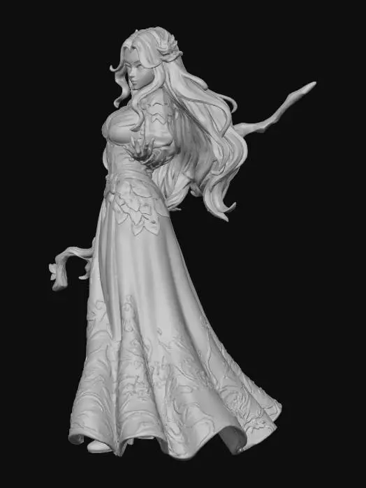 3D model for fullbody image, anime style

high fantasy A spring themed mature Archfey woman, wearing green clothes, lightly tan skin, magically strong,