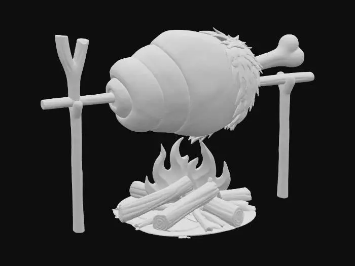 3D model for Spit-Roasted Bugbear Shank, #food#, 

