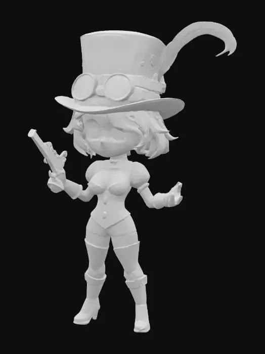 3D model for Steampunk Chibi Gunner, #SketchTo3D#