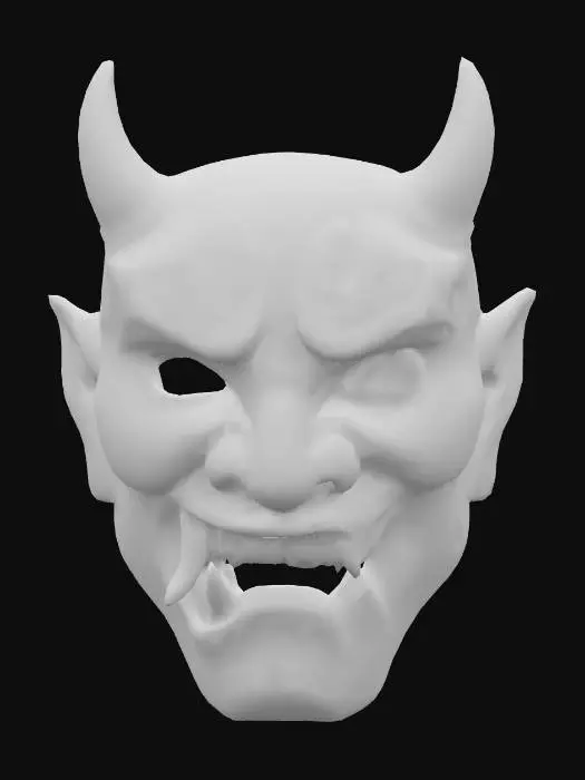 3D model for #PBR#, Cyber Jade Oni Mask