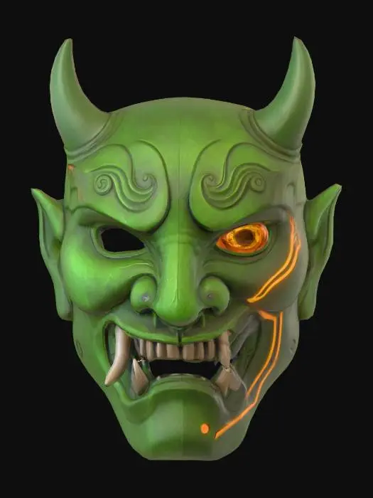 3D model for #PBR#, Cyber Jade Oni Mask