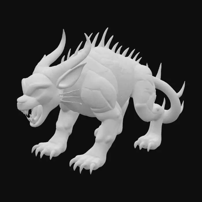 3D model for Stylized, warcreaft artstyle, Adult puma. green glowing pokemon eyes. skin made of dark wood with glowing crack