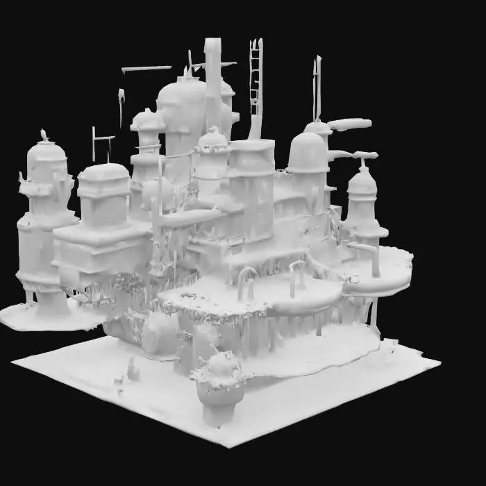 3D model for A rustic and iridescent steampunk Atlantean underwater city #ocean#