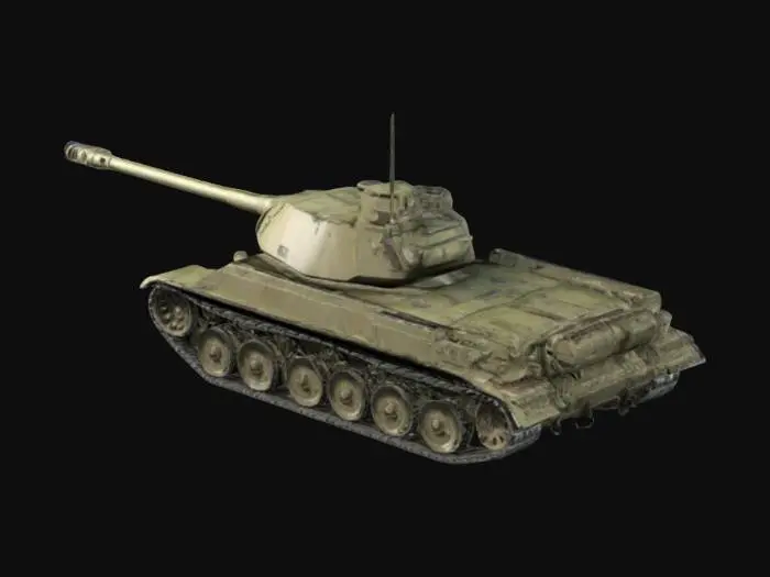 3D model for The most powerful tank ever made, with a huge caliber main gun, large tracks and thick sloped armour, in a WWII style with high quality and high detail.