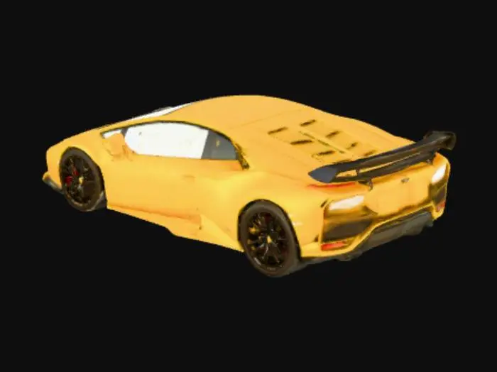 3D model for Realistic photo of a Lamborghini Huracan, shiny golden color, parked on a street in Dhaka city, background with local shops and people, cinematic lighting, ultra detailed, 8K
