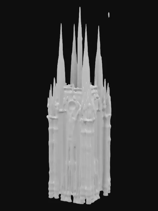 3D model for Architecture in style of dark sci-fi merged with gothic and dark fantasy, brutalism 