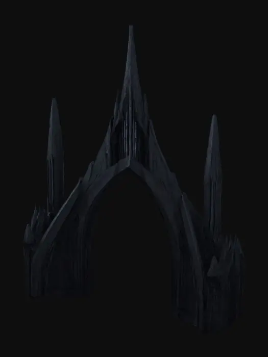 3D model for Architecture in style of dark sci-fi merged with gothic and dark fantasy, brutalism 