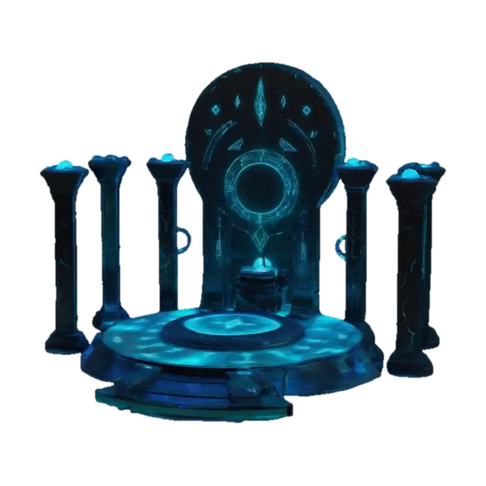 A futuristic celestial altar, built from dark polished obsidian-like material with… - Pillars 3D model, vytvořený pomocí AI