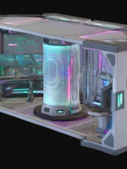 3D model for hi-tech room, RGB lights everywhere, science lab on a spaceship