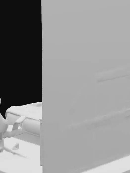 3D model for hi-tech bedroom, RGB lights everywhere, hacker's bedroom, open floor plan, floor-bed, gaming chair, cyberpunk aesthetic, glass desk, RGB lights on PC and Monitor, server stack in the background